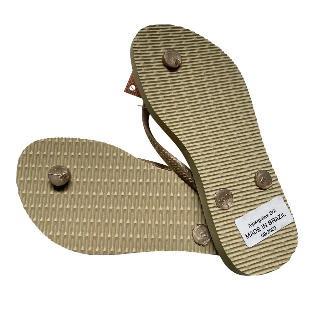 Havaianas Kids Slim Rose Gold Metallic Flip‎ Flop Sandals Size 13C/1Y NWT